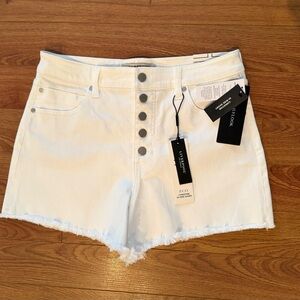 Liverpool White Jean Shorts High-Rise Frayed Hem